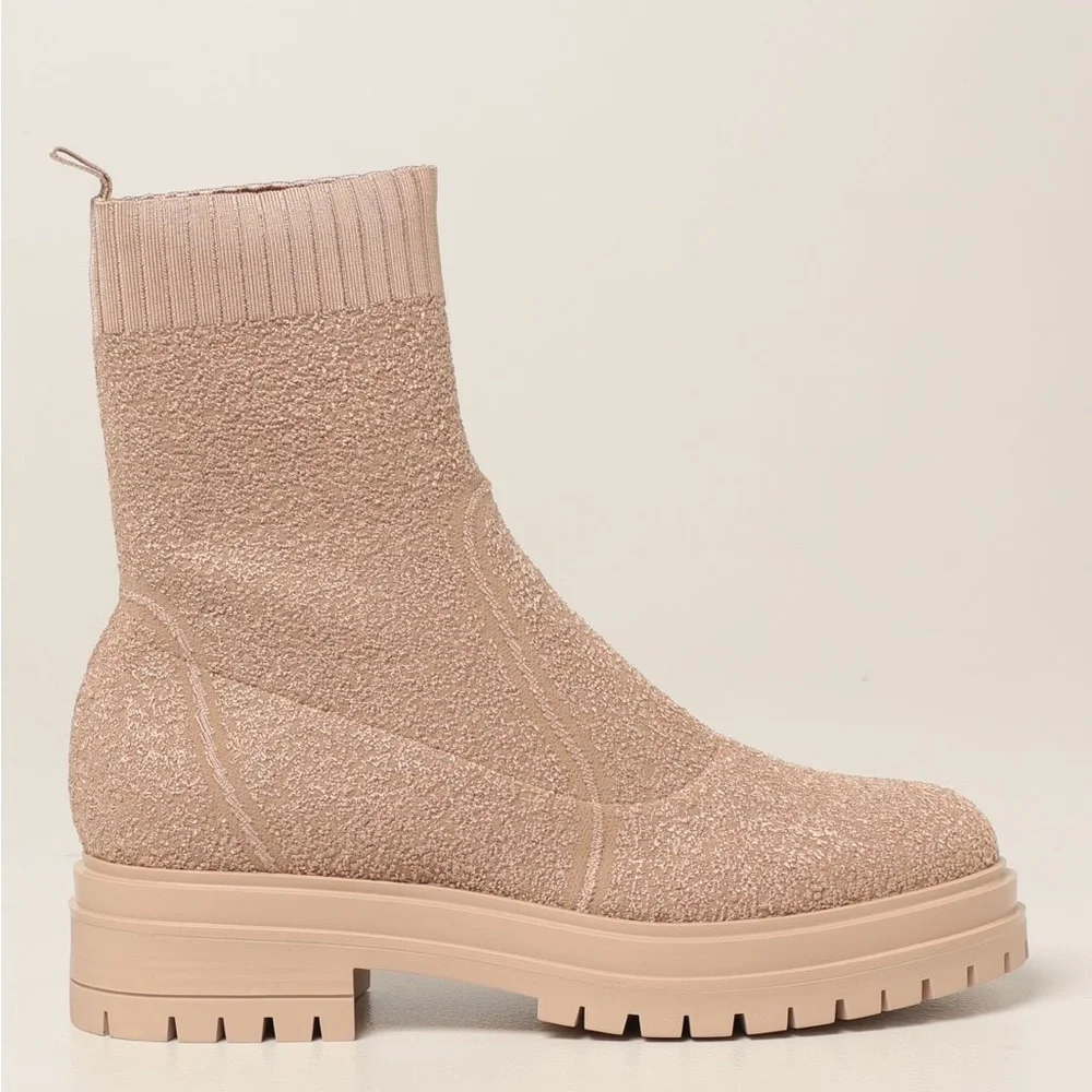 Nude knit ankle boots from Gianvito Rossi